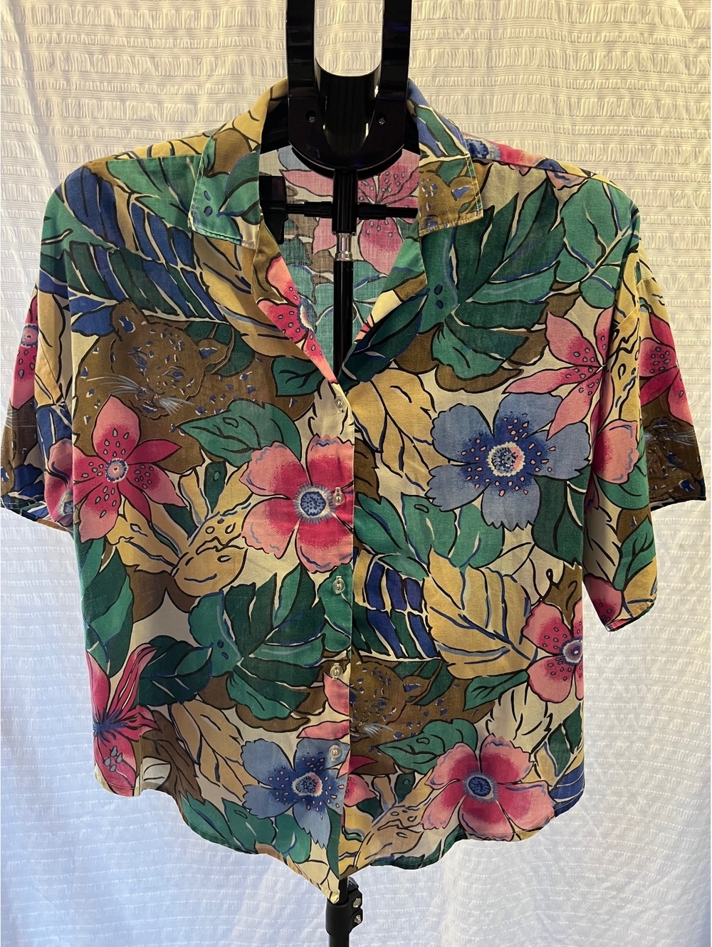Vintage Caribou Floral Button-Front Shirt — Oversized Fit
